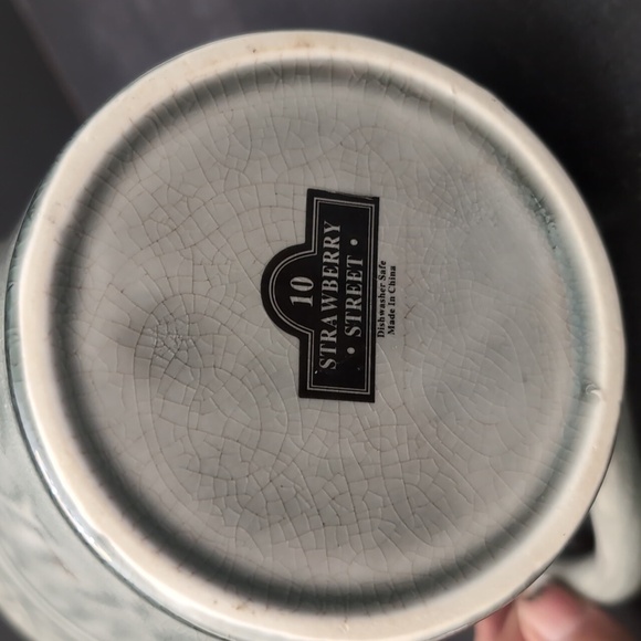 10 Strawberry Street Gray Textured Leaf Pattern Stoneware Teapot. - Picture 9 of 11